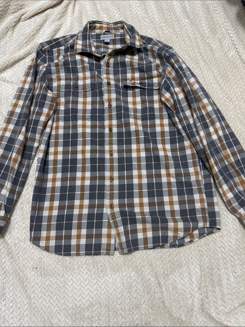 Carhartt Men's Plaid Button-Down Shirt - Gray & Brown